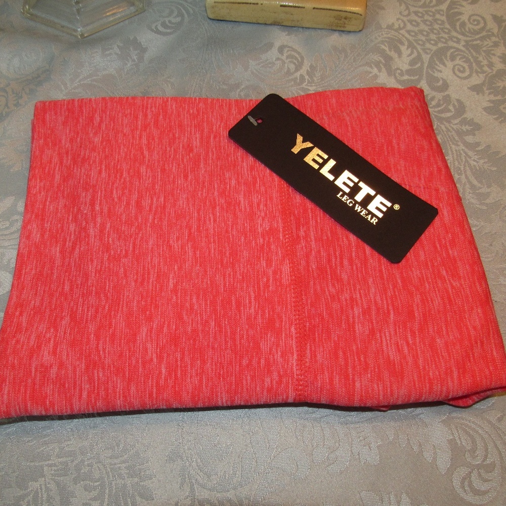 Coral Dip Dye Leggings Athletic Leisure Pants - Picture 4 of 7